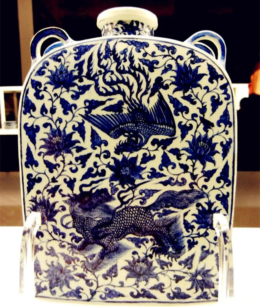 Blue-and-white Porcelains+Hello+The Four-eared Flat Rectangular Pot