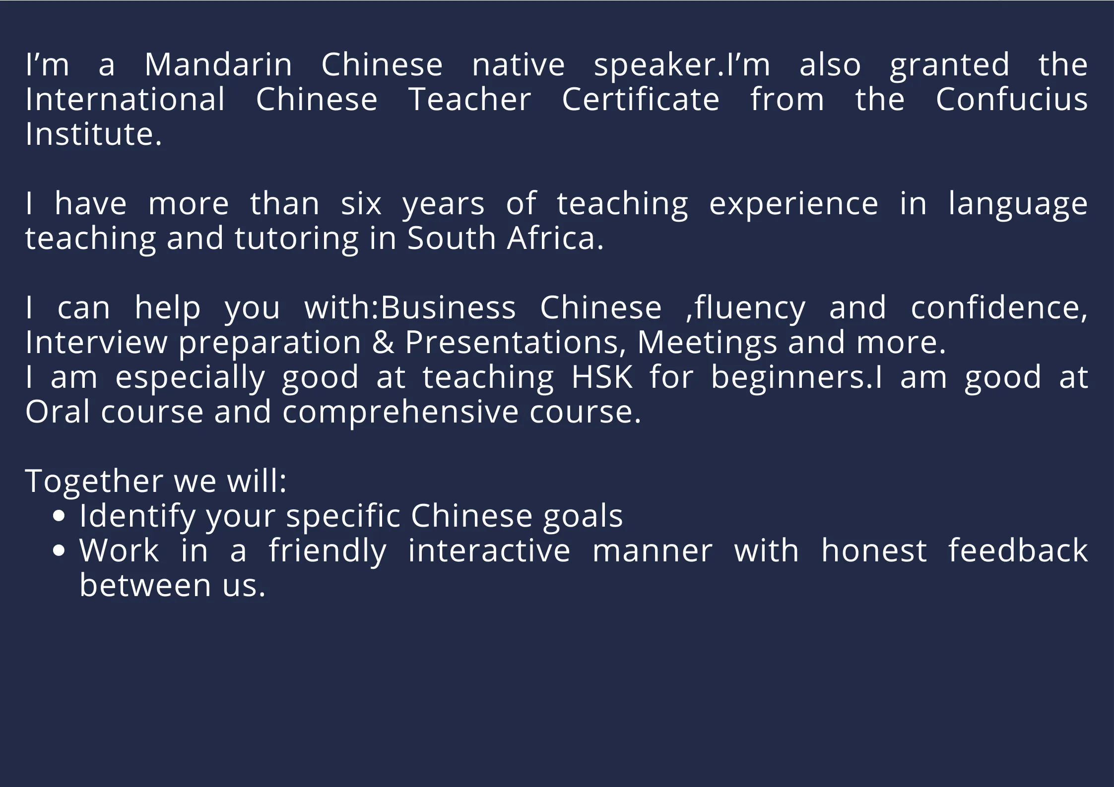 Mandarin Course - Cchatty