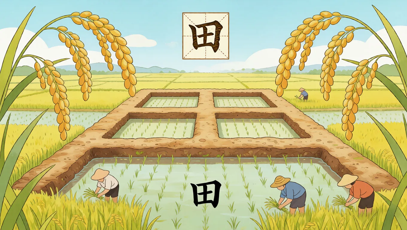 Master the Five-Stroke Chinese Character 田 - Cchatty