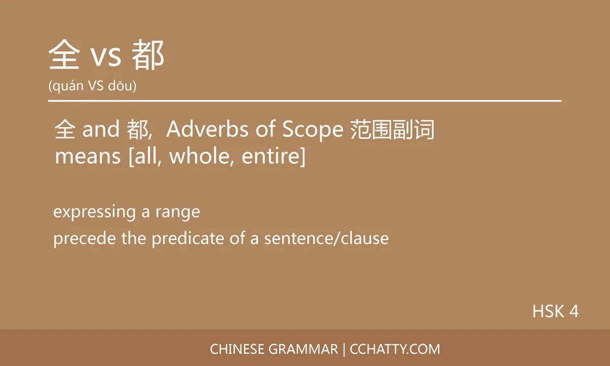 全 vs 都 Adverb - Chinese Grammar - Cchatty