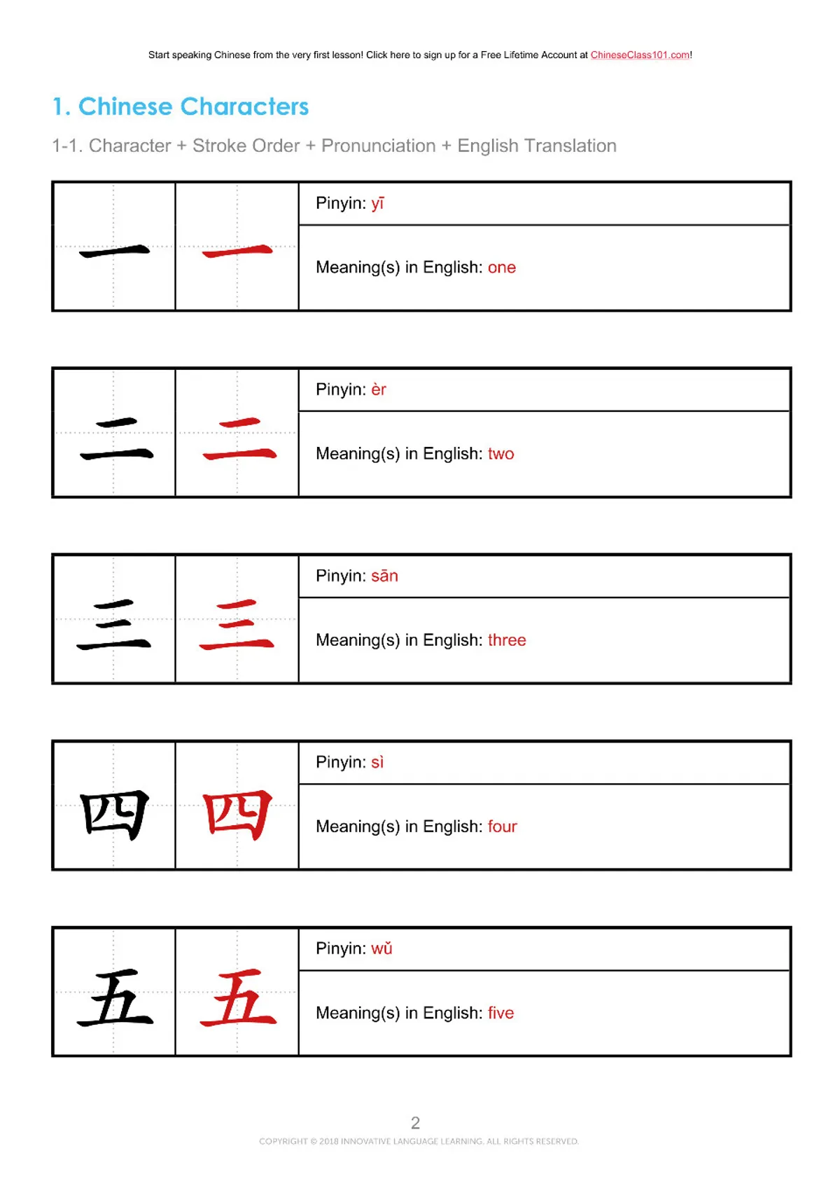 (PDF) Chinese Practice Worksheet