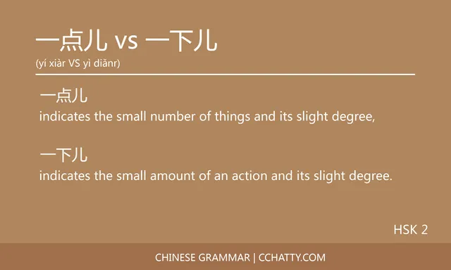 一点儿 vs 一下儿, numeral-measure word - Chinese Grammar - Cchatty