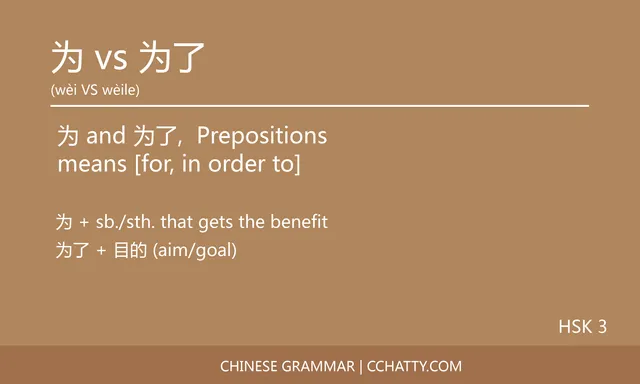 为 vs 为了 Preposition - Chinese Grammar - Cchatty