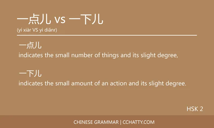 一点儿 vs 一下儿, numeral-measure word - Chinese Grammar - Cchatty