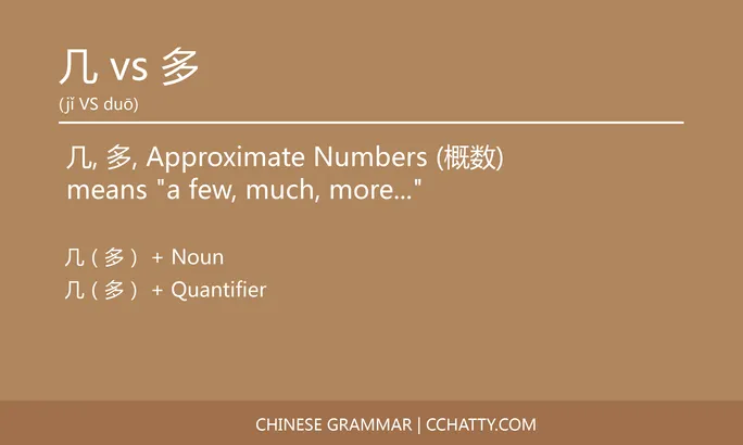 几 vs 多 Approximate number - Chinese Grammar - Cchatty