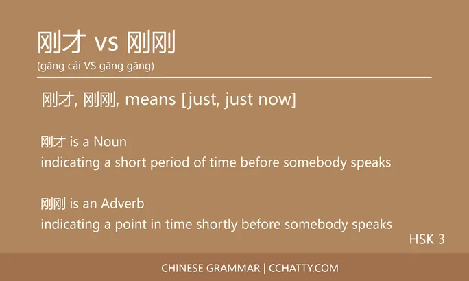 刚才 vs 刚刚 Adverb - Chinese Grammar - Cchatty
