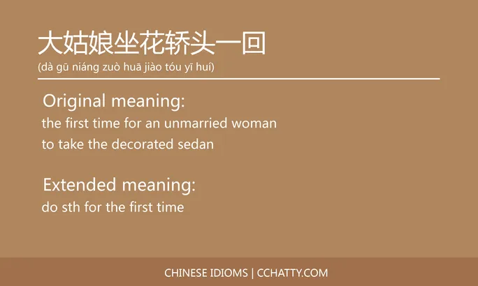 大姑娘坐花轿头一回 - Chinese Idiom - Cchatty