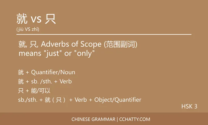就 vs 只 Adverb - Chinese Grammar - Cchatty
