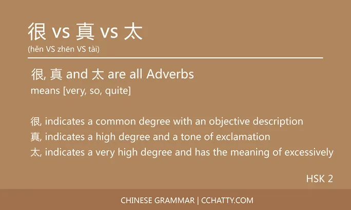 很 vs 真 vs 太 Adverb - Chinese Grammar - Cchatty