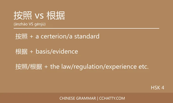 按照 vs 根据 Preposition - Chinese Grammar - Cchatty