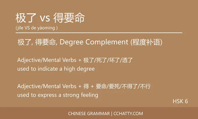 极了 vs 得要命 Complement - Chinese Grammar - Cchatty