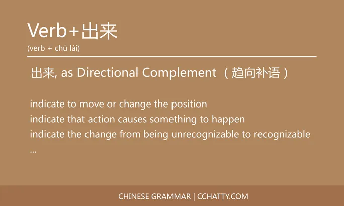 Verb + 出来 - Chinese Grammar - Cchatty