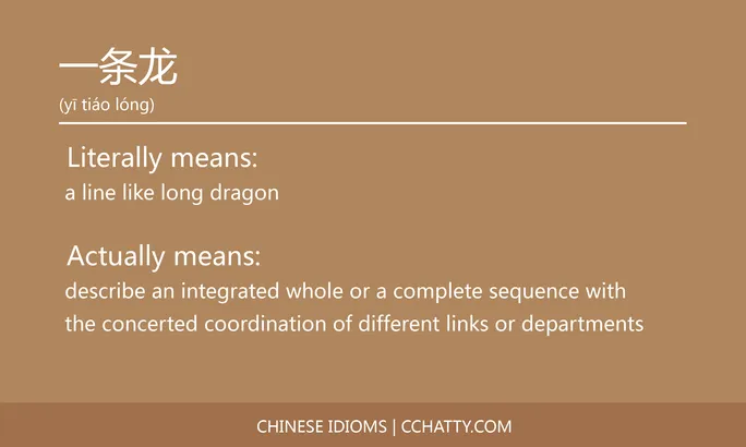 一条龙 - Chinese Idiom - Cchatty