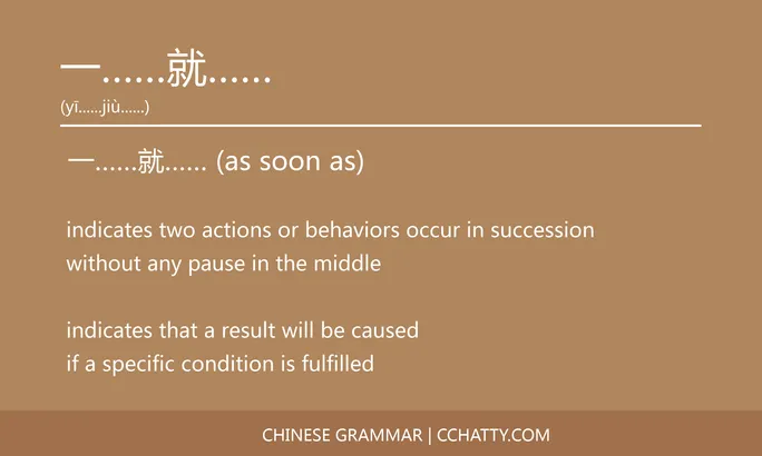 一……就…… Compound sentence - Chinese Grammar - Cchatty