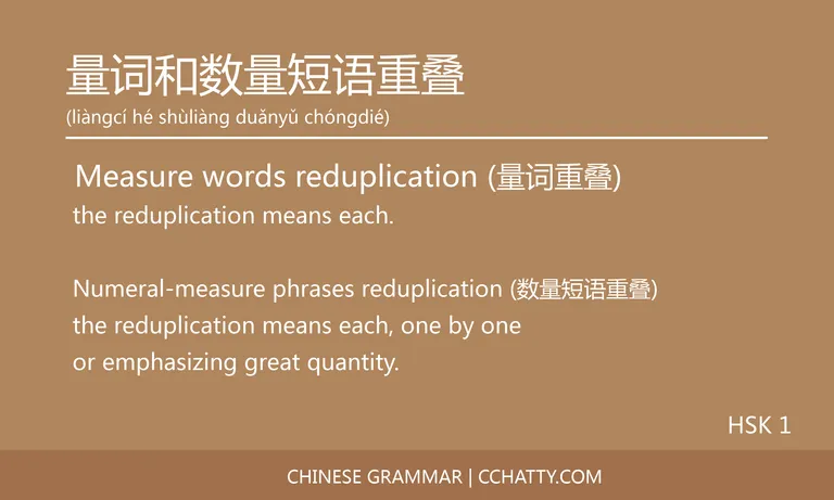 量词和数量短语重叠 (Measure word and numeral-measure phrases redup...