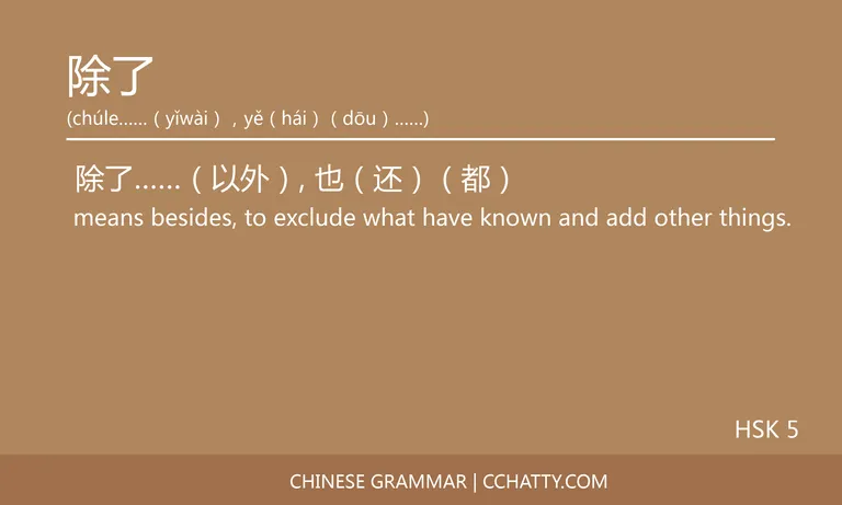 除了……（以外），也（还）（都）…… Compound sentence - Chinese Grammar