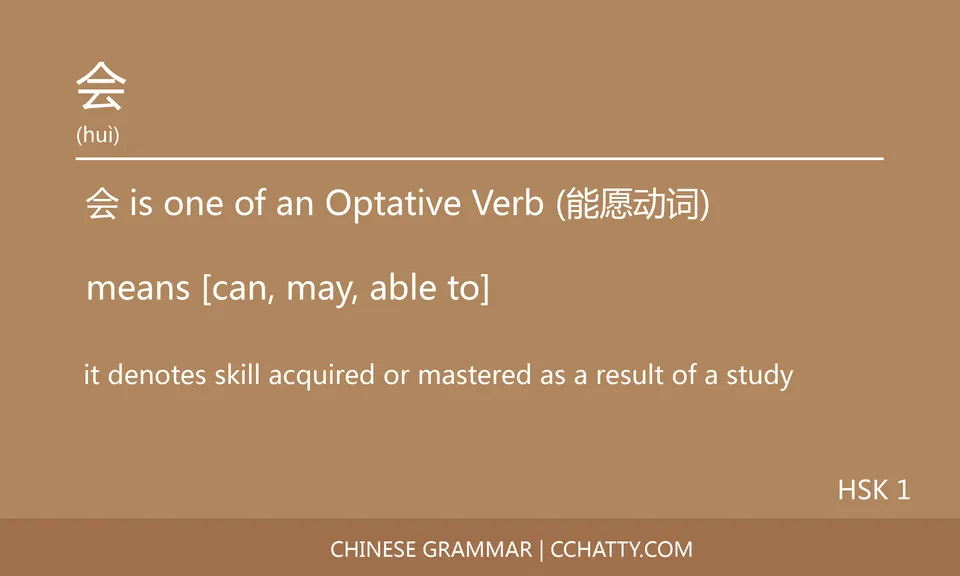会 Optative verb - Chinese Grammar - Cchatty