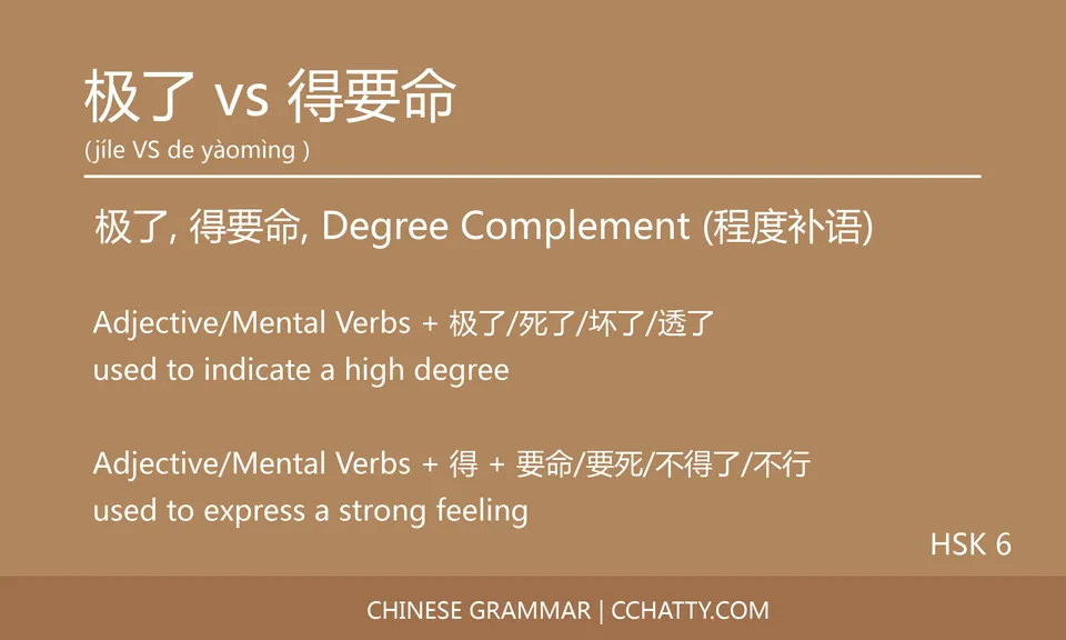 极了 vs 得要命 Complement - Chinese Grammar - Cchatty