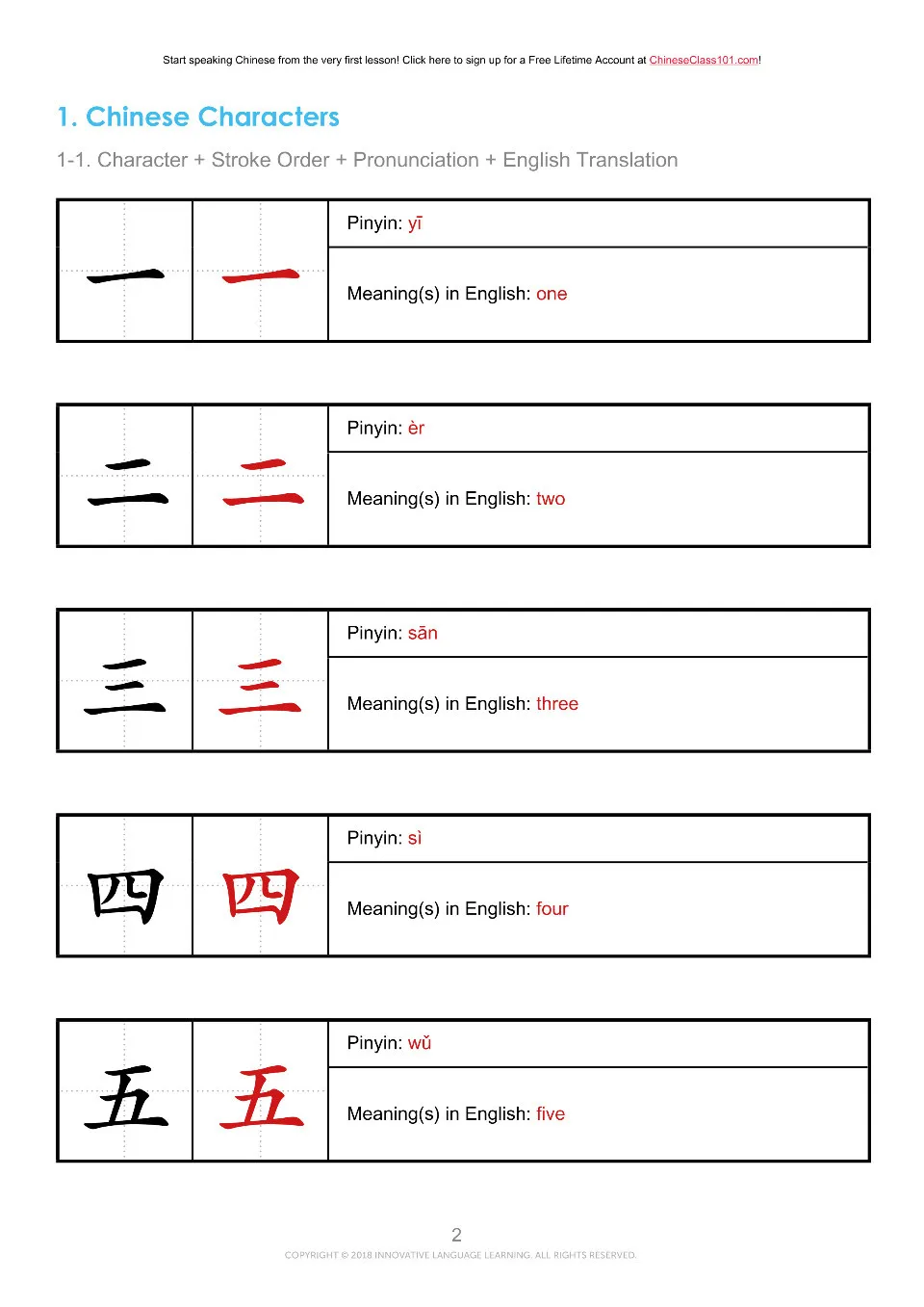 (PDF) Chinese Practice Worksheet
