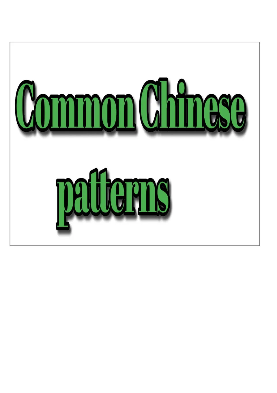 (PDF) Common Chinese patterns